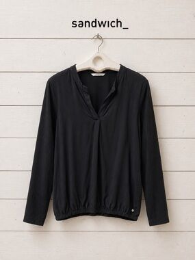 SANDWICH – Black Mixed-Fabric Top (M)